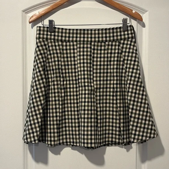 Anthropologie | Maeve Pleated Gingham Mini Skirt, size 8 - Picture 1 of 4